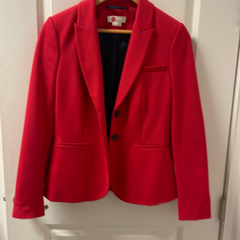 Beautiful red  jacket by Boden in size US 6R. Navy interior lining